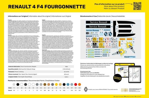 Maquette voiture de collection : Renault 4 Fourgonnette F4 1/24 - Heller 82700