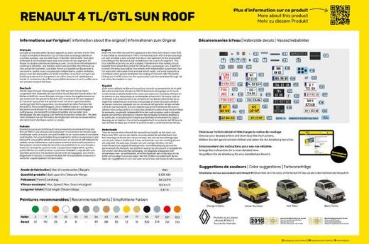 Maquette voiture : Starter Kit Renault 4 TL/GTL Sun Roof au 1/24 - Heller 58704
