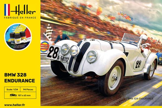 Maquette voiture : Starter Kit 328 Endurance - 1:24 - Heller 56782