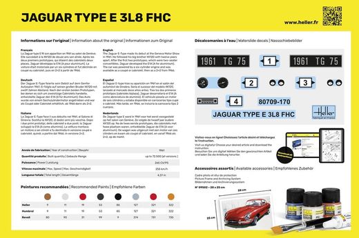 Maquette voiture de collection : JAGUAR TYPE E 3L8 FHC - 1:24 - Heller 80709