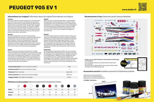 Maquette voiture de collection : Peugeot 905 EV 1 - 1/24 - Heller 80718