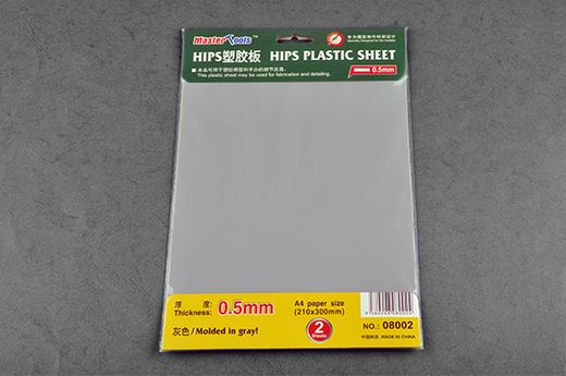 Outil de modélisme : Feuilles plastique 0,5 mm HIPS - Master tools 08002