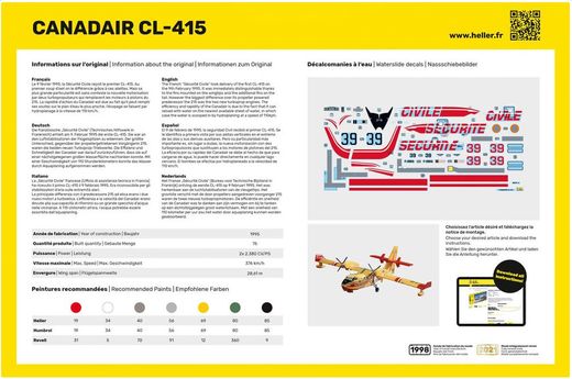 Maquette d'avion : Canadair CL 415 - 1/72 - Heller 56370