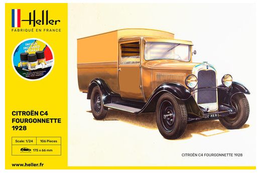 Maquette voiture de collection : Model set Citroën C4 Fourgonnettes 1928 - 1:24 - Heller 56703