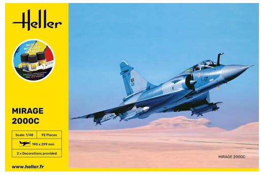 Maquette avion militaire : Starter Kit Mirage 2000 C 1/48 - Heller 56426