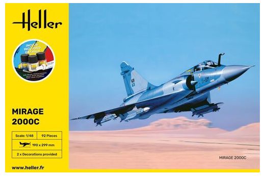 Maquette avion militaire : Starter Kit Mirage 2000 C 1/48 - Heller 56426