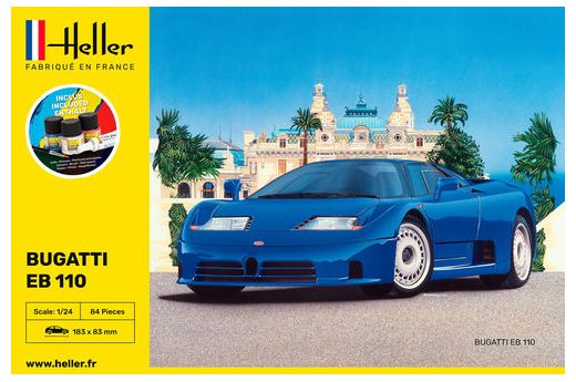Maquette voiture : Starter kit Bugatti EB 110 1/24 - Heller 56738