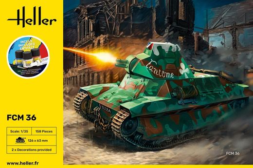 Coffret cadeau maquette militaire WWII : Starter Kit FCM36 1/35 - Heller 35322