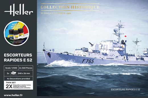 Maquette bateau : Starter Kit Escorteurs Rapides E52 1/400 - Heller 57094