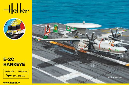 Coffret maquette avion de surveillance : Starter Kit E-2C Hawkeye 1/72 - Heller 58300