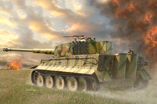 Maquette militaire : Pz.Kpfw.VI Ausf.E Sd.Kfz.181 Tiger I 1/16 (Medium Production)  - Trumpeter 00944