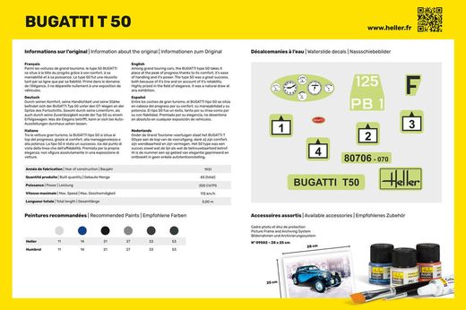 Maquette voiture : BUGATTI T.50 - 1:24 - Heller 80706