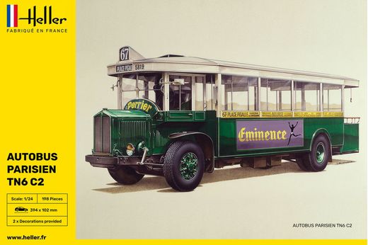 Maquette bus : Autobus parisien TN6 C2 - 1/24 - Heller