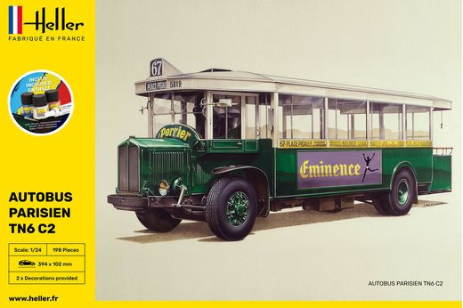 Maquette bus : Autobus parisien TN6 C2 - 1:24 - Heller 56789