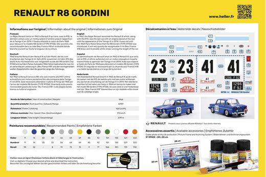 Maquette et peintures de la voiture Renault R8 Gordini - 1/24 - Heller 56700