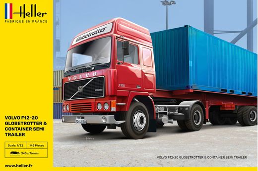 Maquette de camion : Volvo F12-20 G.T.1 & container semi - 1/32 - Heller 81702