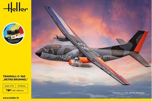 Maquette d'avion militaire : Starter Kit Transall C-160 Retro Brummel 1/72 - Heller 80358