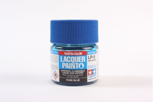 Tamiya LP-6 Bleu Pur Brillant - Tamiya 82106, Peinture laquée - Pot de 10 ml - Brillant