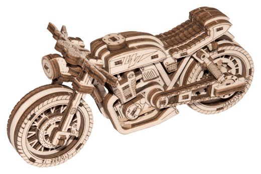 Puzzle 3D / Maquette bois - Moto vintage Cafe Racer mécanisée - 1:16 - Wooden City WR340