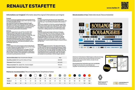 Maquette voiture Renault Estafette boulangerie - 1:24 - Heller 80743