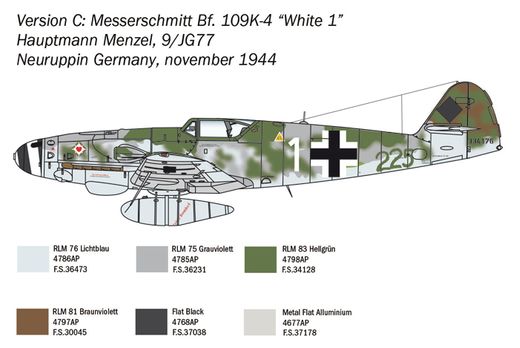 Maquette avion militaire : Bf 109 K-4 - 1/48 - Italeri 02805 2805