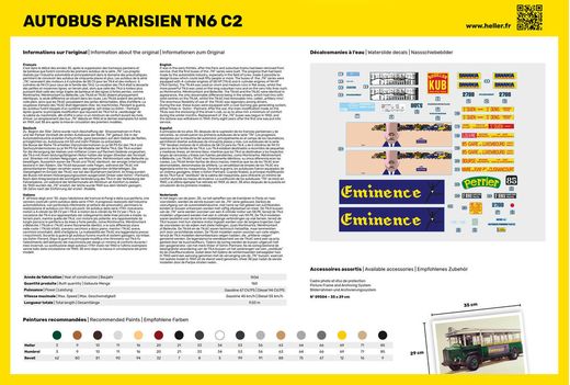 Maquette bus : Autobus parisien TN6 C2 - 1/24 - Heller