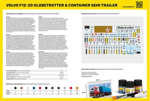 Maquette de camion : Volvo F12-20 G.T.1 & container semi - 1/32 - Heller 57702