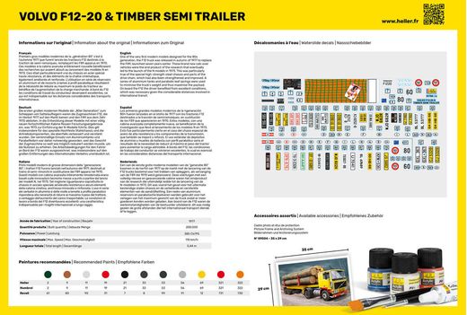 Maquette de camion : Volvo F12-20 G.T.1 & Timber Semi Trailer - 1/32 - Heller 57704