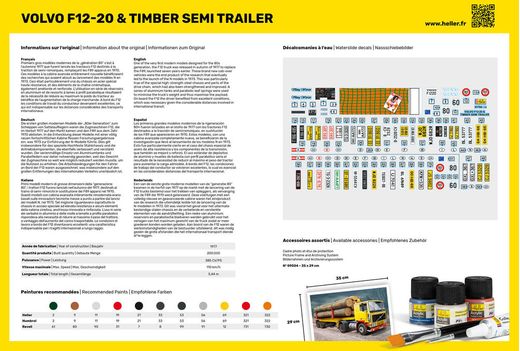 Maquette de camion : Volvo F12-20 G.T.1 & Timber Semi Trailer - 1/32 - Heller 81704