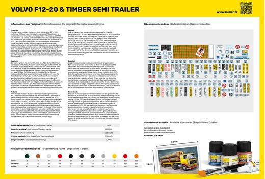 Maquette de camion : Volvo F12-20 G.T.1 & Timber Semi Trailer - 1/32 - Heller 81704