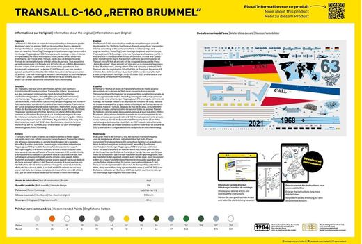 Maquette d'avion militaire : Starter Kit Transall C-160 Retro Brummel 1/72 - Heller 80358