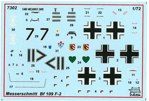 Maquette d'avion militaire : Messerschmitt BF 109F-2 - 1/72 - Zvezda 7302