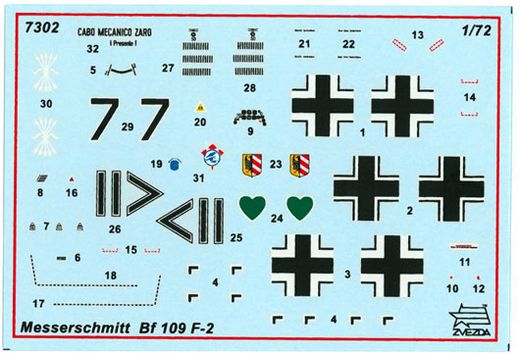 Maquette d'avion militaire : Messerschmitt BF 109F-2 - 1/72 - Zvezda 7302