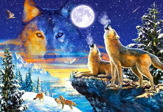 Puzzle loups hurlant à la lune - 1000 pièces - Castorland 103317