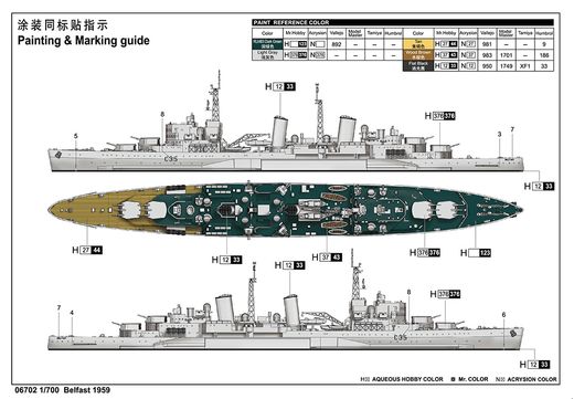 Maquette bateau : Belfast 1959 1/700 - Trumpeter 6702