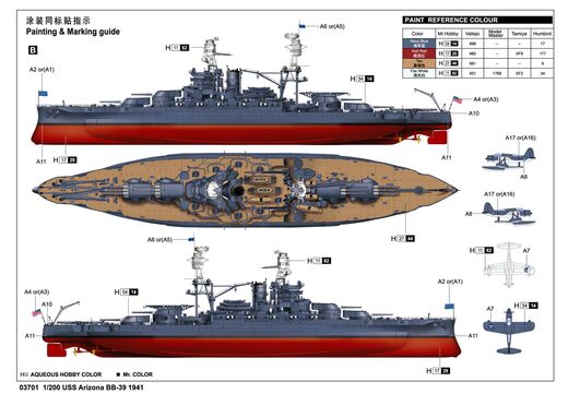 Maquette militaire : USS Arizona BB-39 Pearl Harbor 1/200 - Trumpeter 3701 03701