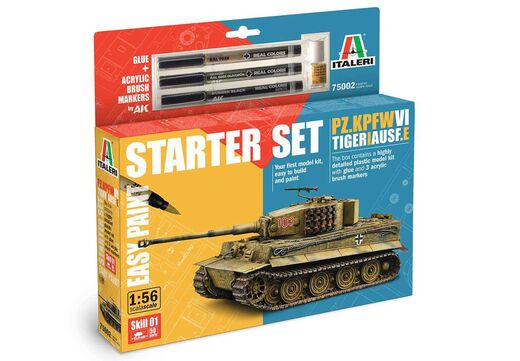 Coffret cadeau véhicule militaire : Starter set Pz.Kpfw.VI Tiger I Ausf.H 1/56 - Italeri 75002
