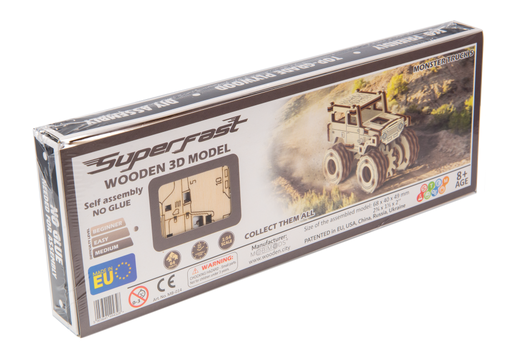 Puzzle 3D / Maquette bois - Monster Trucks Superfast - Wooden City MB014