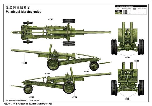 Maquette artillerie : Canon howitzer Soviétique A-19 122 mm - 1:35 - Trumpeter 02325