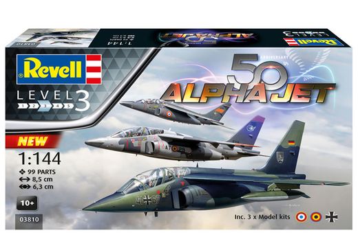 Coffret cadeau 3 avions : 50e anniversaire "Alpha Jet" 1/144 - Revell 03810