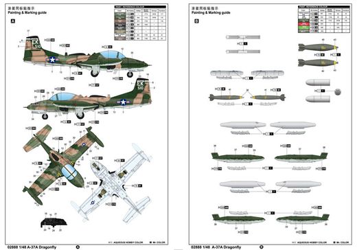 Maquette avion militaire : US A-37A "DRAGONFLY" - Vietnam 1967 - 1:48 - Trumpeter 02888