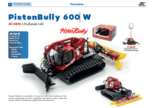 Miniature dameuse PistenBully 600 à l'échelle 1/43 - JC-4810-05683
