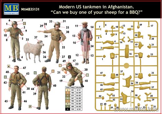 Figurines militaires : Modern US tankmen en Afghanistan - 1:35 - Masterbox 35131