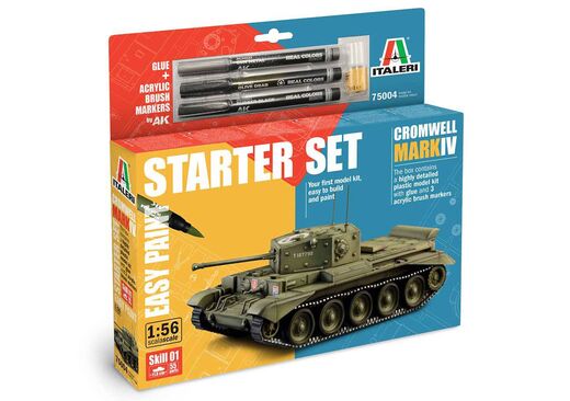 Coffret cadeau véhicule militaire : Starter set Cromwell Mk. IV 1/56 - Italeri 75004