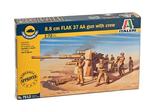 Maquette artillerie : Canon Flak 37 88 mm et servants - 1/72 - Italeri 07512