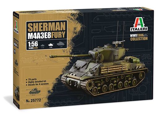Maquette : Shermann M4A3E8 Furry au 1/56 - Italeri 25772