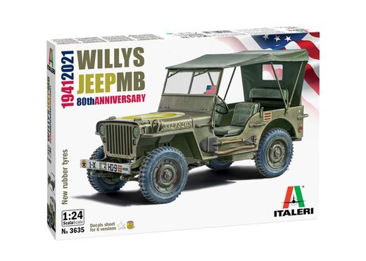 Maquette voiture : Willys Jeep MB - 80e Anniversaire 1941-2021 - 1/24 - Italeri 3635 03635