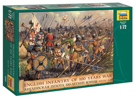 Figurines soldats français : Fantassins Anglais Guerre de 100 Ans 1/72 - Zvezda 8060