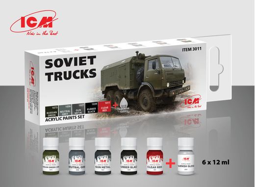 Peinture acrylique pour camion soviétique 6 x 12 ml - ICM 3011 - ICM 3011
