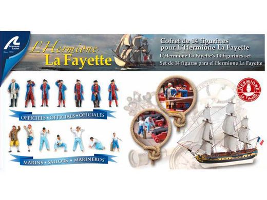 14 figurines pour l'Hermione, La Fayette voilier en bois - Artesania Latina 22517F